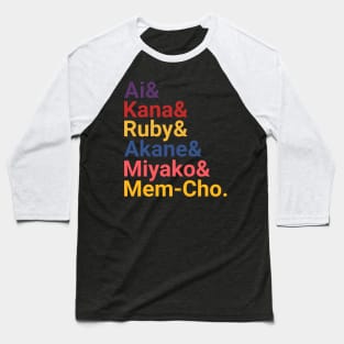 Oshi no Ko Anime All Girls Characters Name Baseball T-Shirt